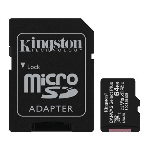 Micro SD card 64GB Kingston+SD adapter